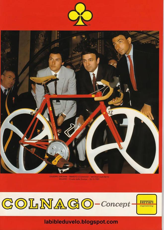 当意大利双星交汇:梅花和法拉利在1986年就搞出了这么个齿轮变速牙盘的公路车(图4)