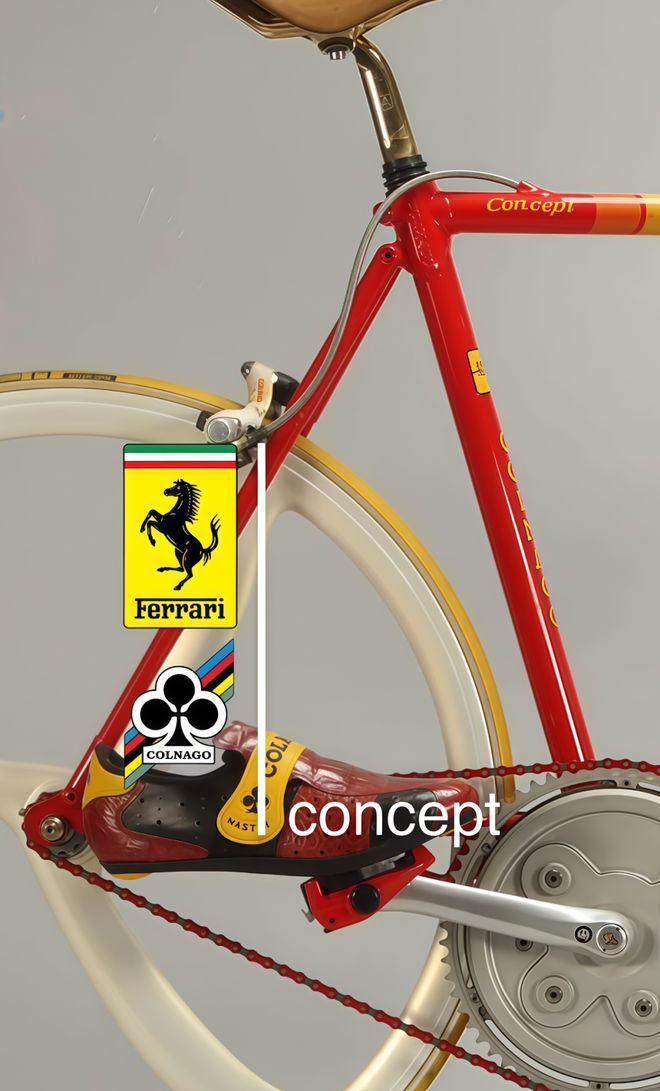 当意大利双星交汇:梅花和法拉利在1986年就搞出了这么个齿轮变速牙盘的公路车(图6)